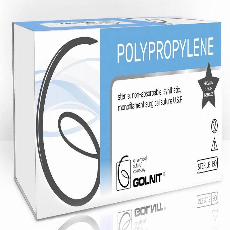 Поліпропілен синій шовний матеріал 4/0 (1,5) Голка: колюча 18мм, 3/8 кола, 90 см, Двох-голкова